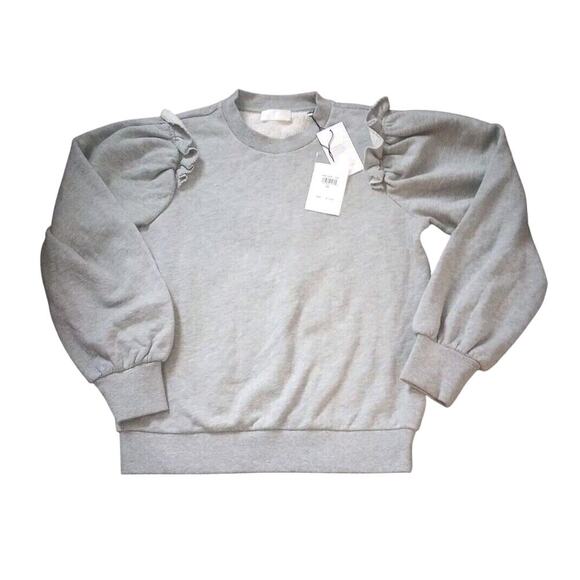 7 for all mankind womens sweatshirt size XS Gray ruffle Puff Sleeve Retail $178 - Picture 1 of 8